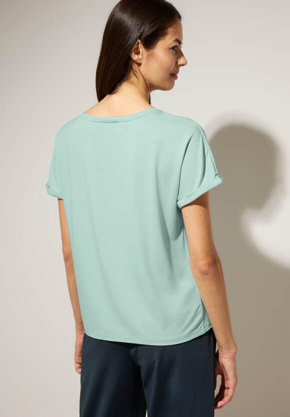 STREET ONE T-Shirt in Unifarbe Damen - Style Crista - Soft Lagoon Green | STREET  ONE Online-Shop