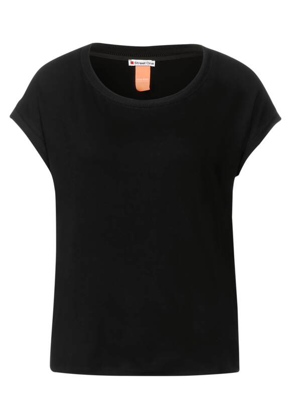 STREET ONE Jersey T-Shirt mit Dekotape Damen - Black | STREET ONE  Online-Shop