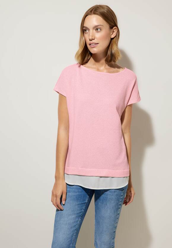 STREET ONE T-Shirt in Online-Shop ONE Intense Coral Damen | Unifarbe STREET 