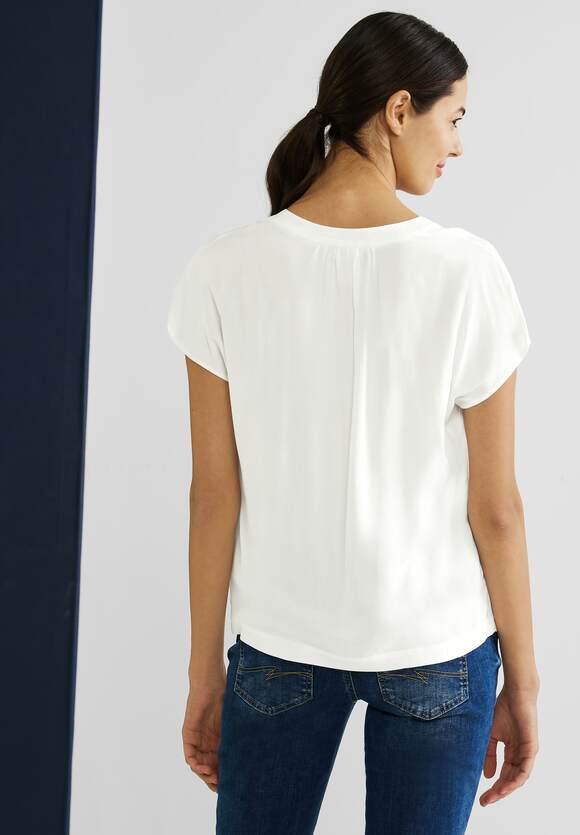 Damen | ONE Blusenshirt Off White in - STREET Unifarbe Online-Shop STREET ONE