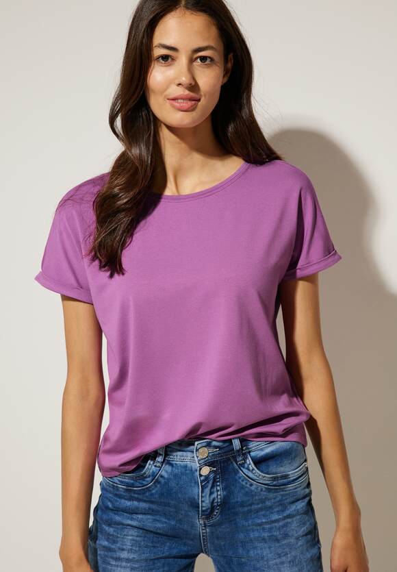 STREET ONE T-Shirt in Unifarbe - ONE Online-Shop - Crista Lilac Style | Damen Meta STREET