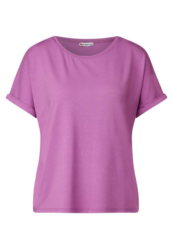 STREET ONE T-Shirt in Unifarbe ONE Lilac STREET Crista - Damen Style - | Online-Shop Meta