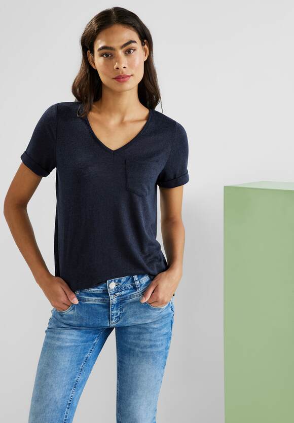 ONE Damen ONE T-Shirt Leinenlook Blue - Online-Shop STREET Deep | STREET im