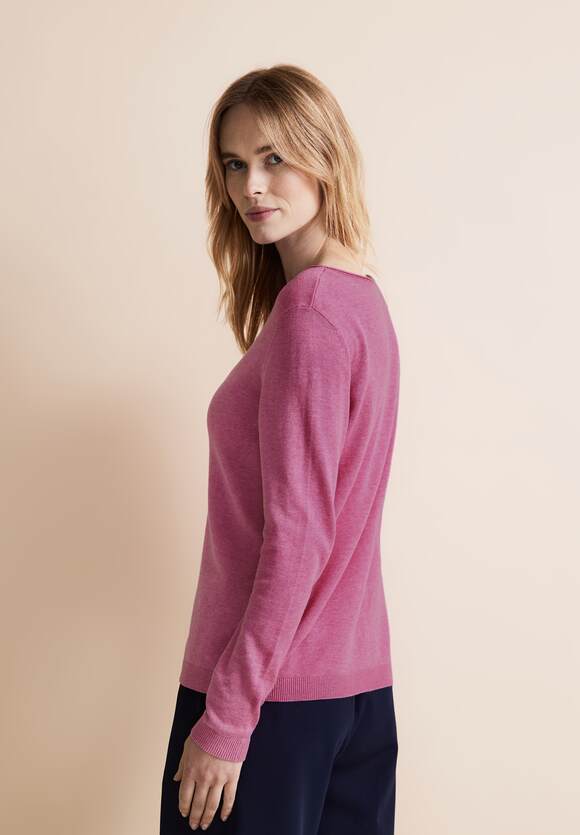 STREET ONE Basic Pullover Damen - Cozy Pink Melange | STREET ONE Online-Shop