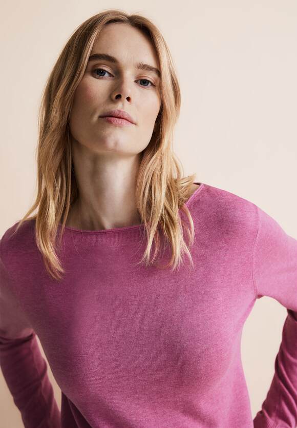 Basic Online-Shop STREET Damen ONE Melange Pullover - | Pink Cozy STREET ONE