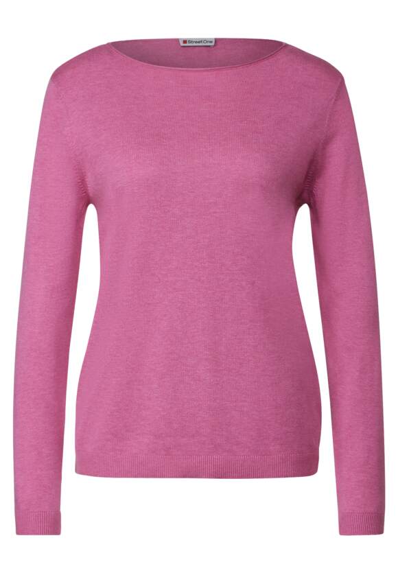 STREET ONE Basic Pullover Damen STREET Pink ONE - Cozy Melange | Online-Shop