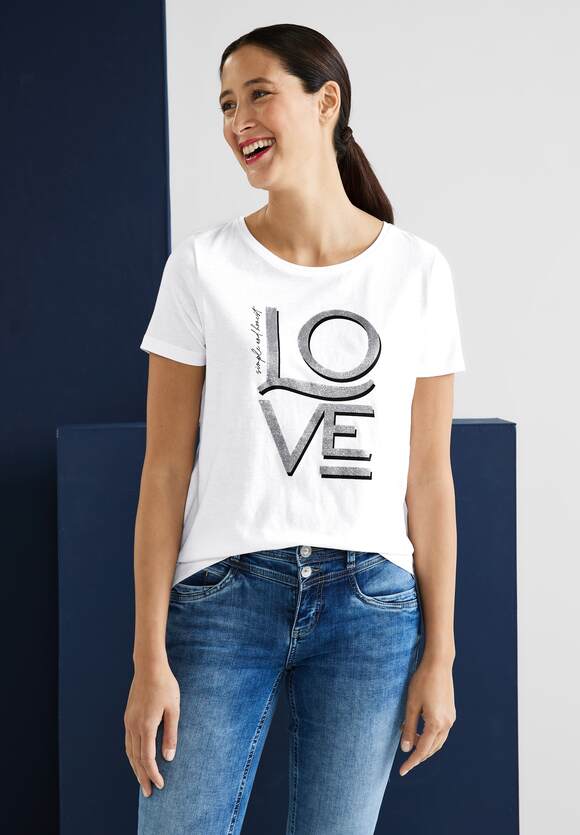 STREET ONE T-Shirt mit Wording Damen - White | STREET ONE Online-Shop