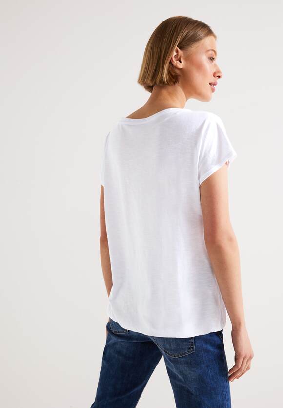 STREET ONE T-Shirt mit Raffungen Damen - White | STREET ONE Online-Shop