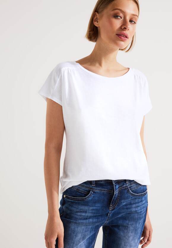 | ONE Raffungen STREET - STREET ONE Online-Shop mit Damen T-Shirt White
