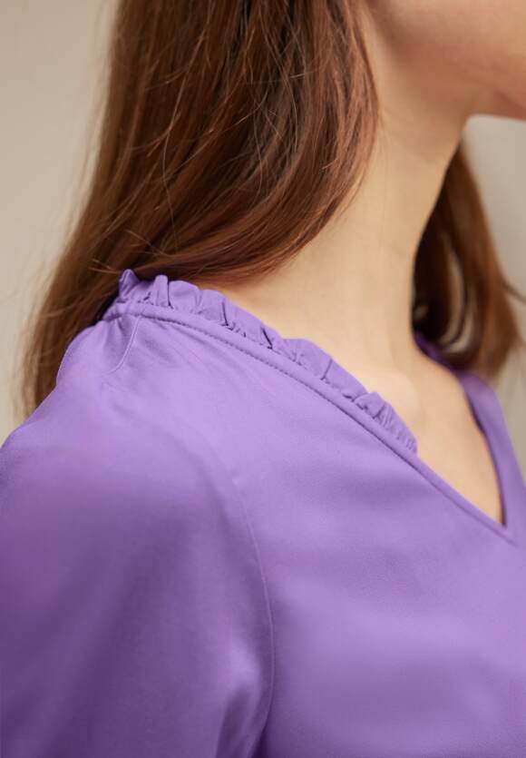 STREET ONE Unifarbene Bluse mit Rüschen Damen - Lupine Lilac | STREET ONE  Online-Shop