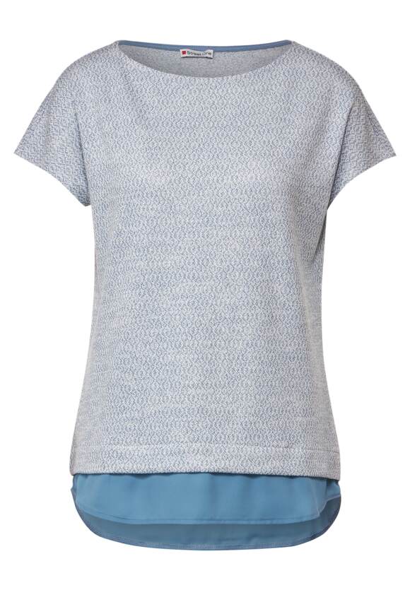 STREET ONE Melangeshirt im Lagenlook Damen - Satin Blue Melange | STREET ONE  Online-Shop | T-Shirts