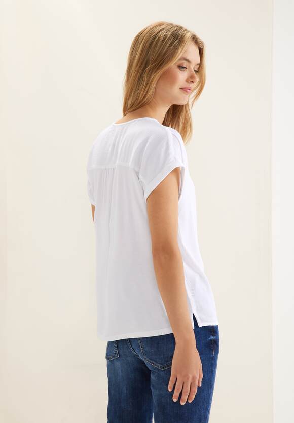 STREET ONE Online-Shop Shirt Damen Materialmix im | - White STREET ONE