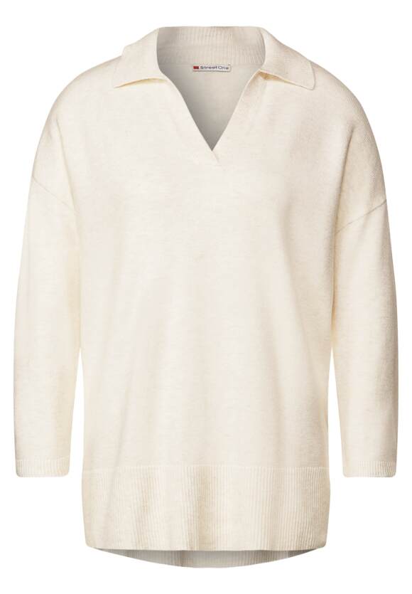 STREET ONE Pullover mit Polokragen Damen - Dream White Melange | STREET ONE  Online-Shop