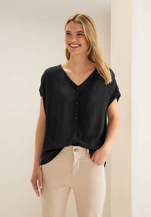 STREET ONE Shirt im Materialmix Damen - Black | STREET ONE Online-Shop