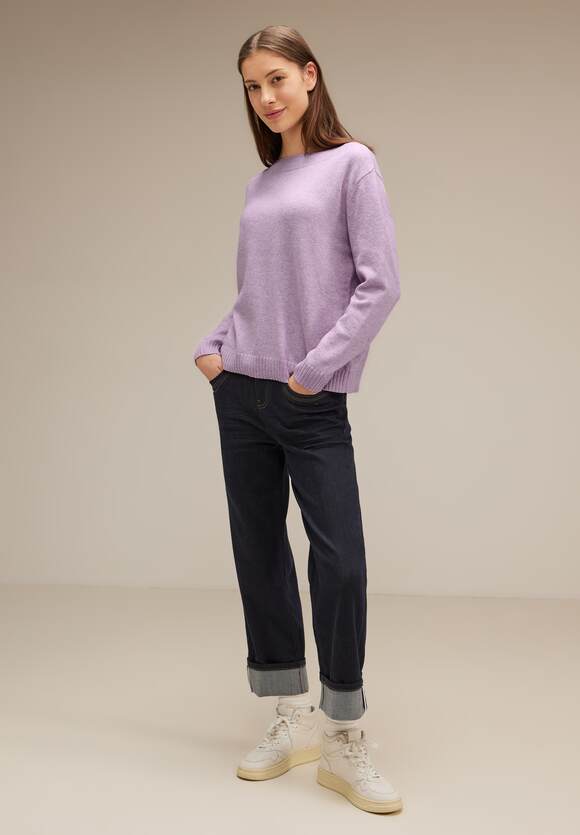 STREET ONE Softer Strickpullover Damen - Soft Pure Lilac Melange | STREET  ONE Online-Shop