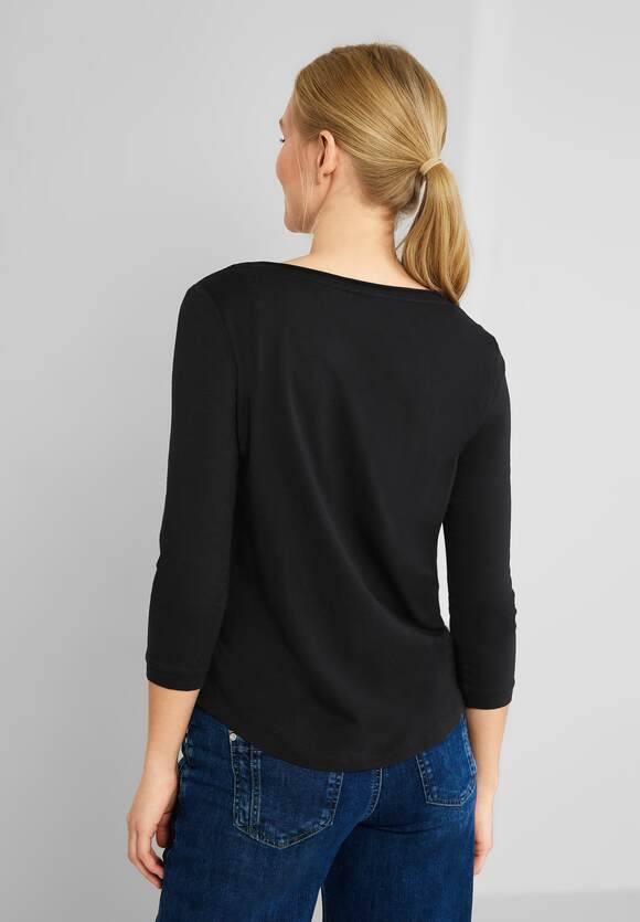 STREET ONE Basic Shirt mit 3/4 Ärmel Damen - Style Gerda - Black | STREET  ONE Online-Shop