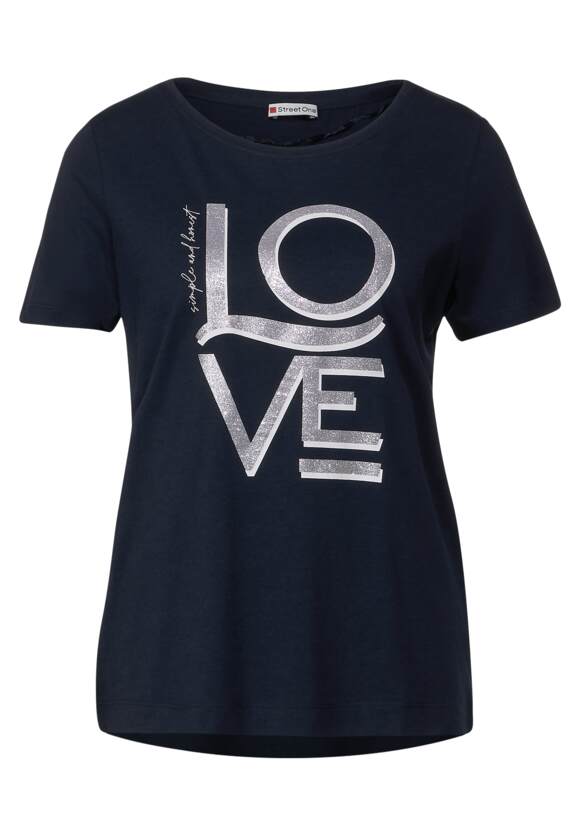 STREET ONE T-Shirt mit Wording Damen - Deep Blue | STREET ONE Online-Shop