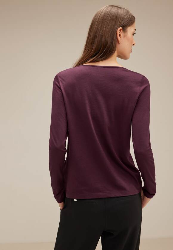 STREET ONE Shirt mit Damen STREET U-Boot-Ausschnitt | Brown - Purple Online-Shop ONE