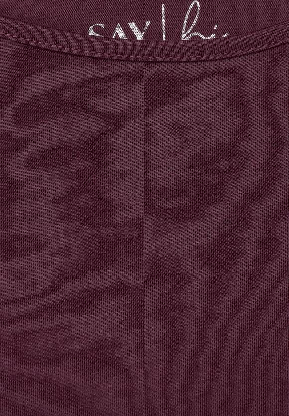 STREET ONE Shirt mit U-Boot-Ausschnitt Brown Purple Online-Shop STREET ONE Damen - 