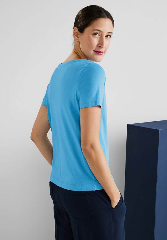 STREET ONE T-Shirt mit Wording Damen - Splash Blue | STREET ONE Online-Shop