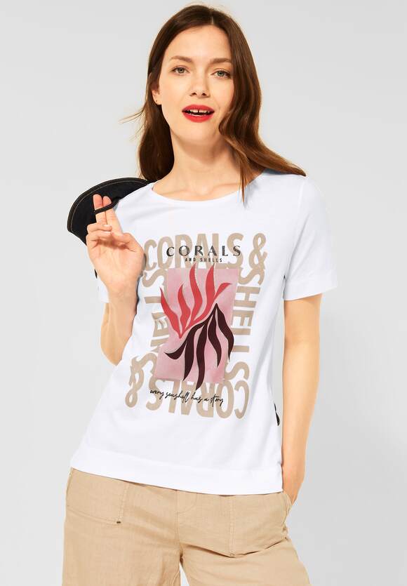 STREET ONE T-shirt met partprint Dames - Soft Coral | STREET ONE Online-Shop