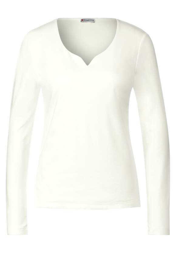 STREET ONE Shirt mit Herzausschnitt Damen - Off White | STREET ONE  Online-Shop