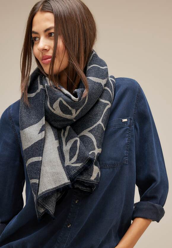 ONE ONE Jacquard Blue Deep sjaal Dames Online-Shop | STREET - STREET
