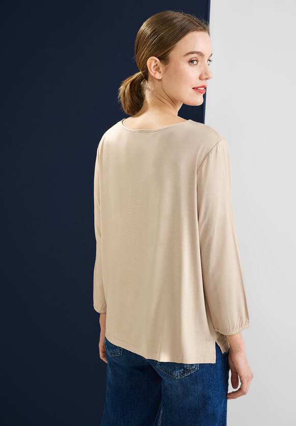 STREET ONE Shirt mit Zipper | Damen Light Online-Shop Smooth STREET Sand ONE 